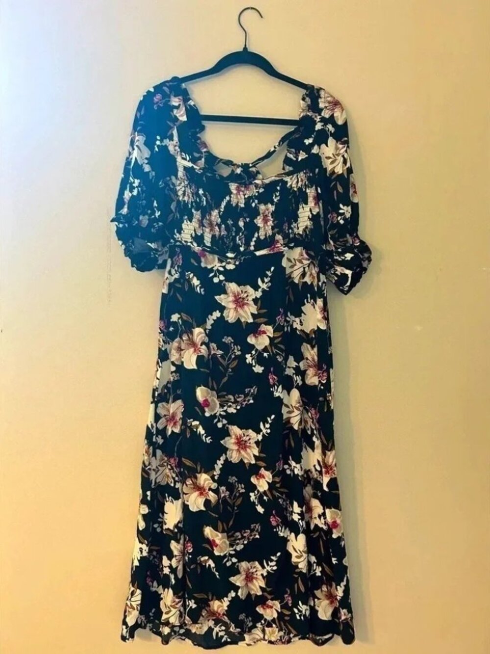 Anthropologie black midi dress size s